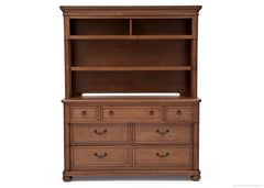 Simmons Kids Chestnut (227) Hanover Park Bookcase & Hutch, Front View atop Hanover Park Double Dresser b5b