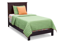 Delta Children Black Espresso (907) Platform Twin Bed with Rowen Headboard, Side View c4c