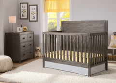 Delta Children Rustic Grey (084) Cambridge 4-in-1 Crib Side View in Setting a1a