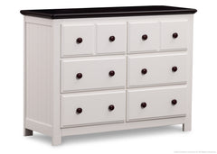 Delta Children White Ambiance / Dark Chocolate (127) Chalet 6 Drawer Dresser Side View b2b