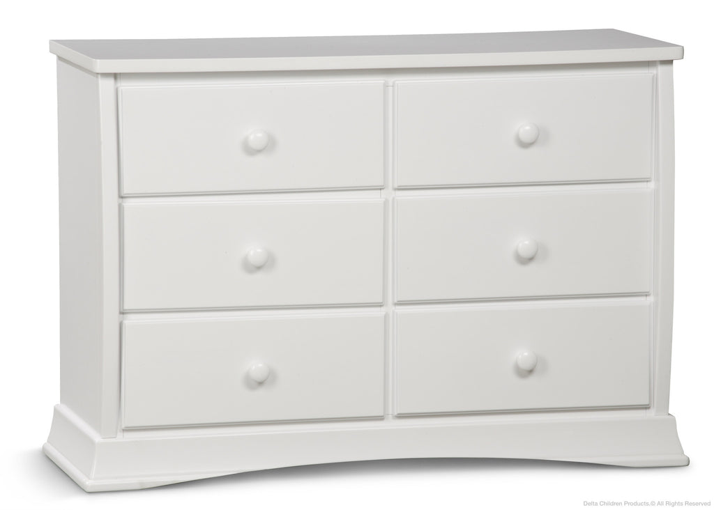 Delta Children White (100) Bentley 6 Drawer Dresser Side View a2a