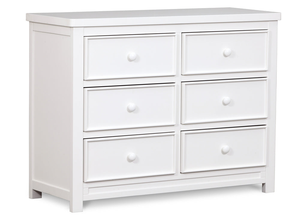 Delta Children White Ambiance (108) Bennington Sleigh 6-Drawer Dresser Side View a2a