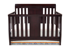 Delta Children Dark Chocolate (207) Bennington Sleigh 4-in-1 Crib, Crib Conversion Front View b1b