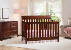 Delta Children Black Cherry Espresso (607) Haven 4-in-1 Crib, Crib Conversion in Setting c1c