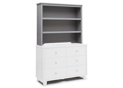Simmons Kids Grey (026) Rowen Bookcase & Hutch atop Rowen Double Dresser a4a