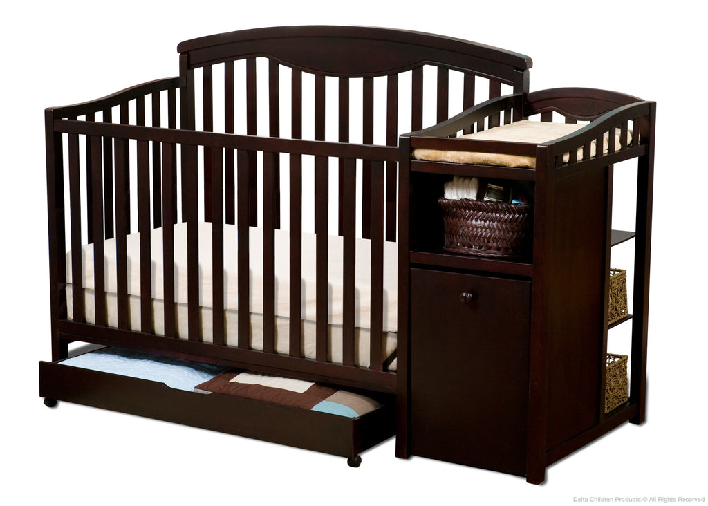 Delta Children Espresso Cherry (205) Cambridge Crib 'N' Changer, Crib Conversion a2a