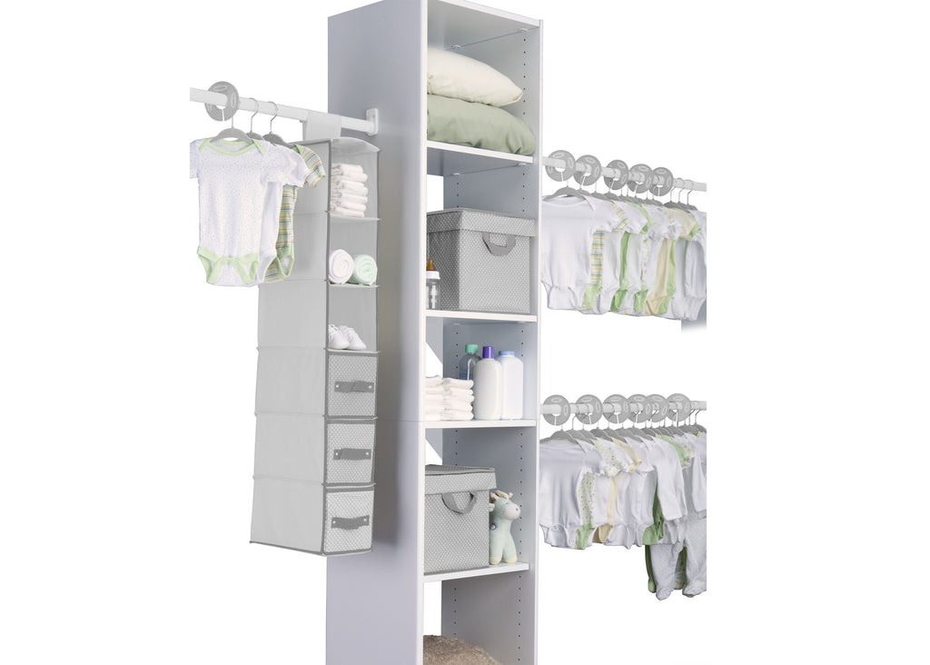 Delta Children Dove Grey (058) 48 Piece Nursery Storage Set, Side View a1a