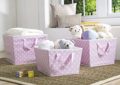 Delta Children Pink Dot (693) Set of Three Tapered Totes in Setting e1e