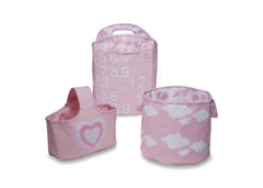 Delta Children's Pink (677) 3 Piece Character Storage Set, Front View c1c