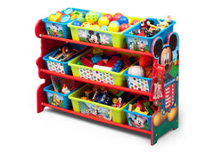Delta Children Mickey Mouse Plastic 9 Bin Organizer, Left View with Props a2a