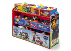 Delta Children PAW Patrol Deluxe Multi Bin Toy Organizer, Left View with Props a3a