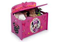 Delta Children Minnie Deluxe Toy Box Right Side View with Props a4a