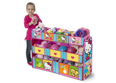 Delta Children Hello Kitty Deluxe Multi-Bin Toy Organizer Left Side View with Props a2a