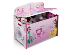 Delta Children Princess Deluxe Toy Box Right Side View with Props a3a