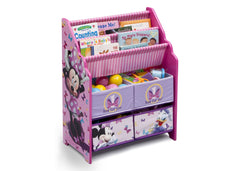 Delta Children Minnie Mouse Book & Toy Organizer, Right View with Props a1a