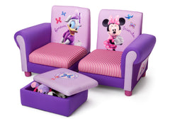 Delta Children Minnie Mouse Upholstered 3 Piece Set Left Side View with Storage and Conversion Option a2a