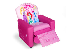 Delta Children Style 1 Princess Upholstered Recliner Chair, Right View with Footrest Option a2a