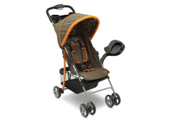 Delta Children Green Camo with Orange Accents (346) Right Side View, with Canopy and Child Tray Tracks a2a