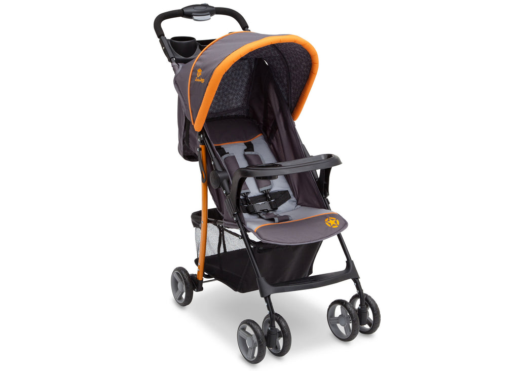 Delta Children Lunar (093) J is for Jeep Brand Metro Stroller Right Side View, with Canopy and Child Tray a1a