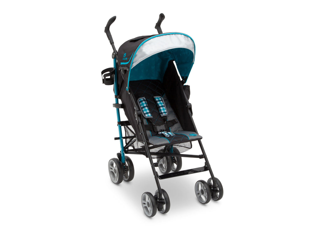 Delta Children J is for Jeep Brand Scout Stroller Sag Harbor (429) Right Side View, with Canopy and Sun Visor a1a