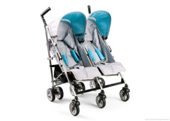 Simmons Kids Silver & Blue Tour LX Side by Side Stroller, Silver & Blue (046) Right Side View b1b