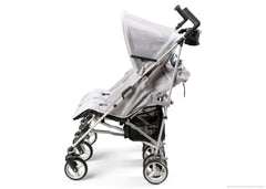 Simmons Kids Silver & Blue Tour LX Side by Side Stroller, Silver & Blue (046) Full Left Side View with Canopy b2b