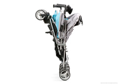 Simmons Kids Silver & Blue Tour LX Side by Side Stroller, Silver & Blue (046) Folded b3b