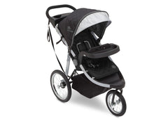 Delta Children J is for Jeep Brand Trek Grey Tonal (0261) Cross Country All Terrain Jogging Stroller Right Side View, with Canopy, Child Tray and Sun Visor e1e