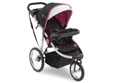 Delta Children J is for Jeep Brand Trek Pink Tonal (656) Cross Country All Terrain Jogging Stroller Right Side View, with Canopy, Child Tray and Sun Visor c1c