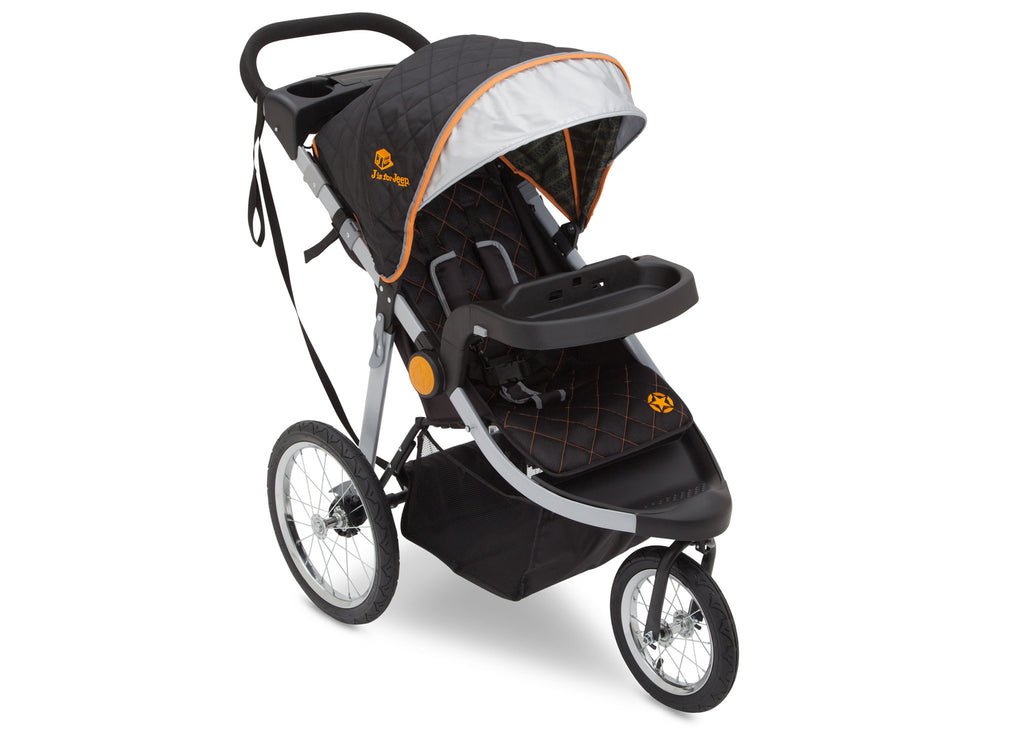 Delta Children J is for Jeep Brand Trek (835) Cross Country All Terrain Jogging Stroller Right Side View, with Canopy, Child Tray and Sun Visor a1a