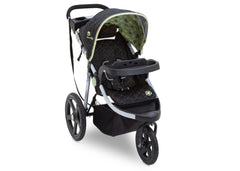 Delta Children Destination (314) J is for Jeep Brand Adventure All Terrain Jogger Stroller Right Side View, with Canopy and Child Tray Tracks d1d
