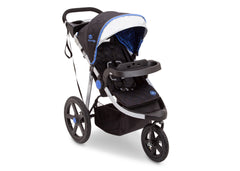 Delta Children Tracks (439) J is for Jeep Brand Adventure All Terrain Jogger Stroller Right Side View, with Canopy and Child Tray Tracks a2a