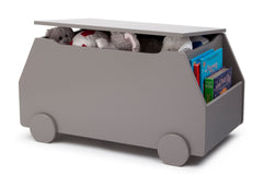 Delta Children Classic Grey (028) Metro Toy Box Left Side View with Props a5a
