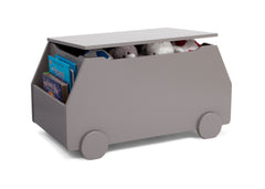 Delta Children Classic Grey (028) Metro Toy Box Right Side View with Props a3a