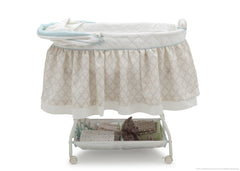 Delta Children Flourish (323) Ultimate Sweet Beginnings Bassinet, Full Side View with Canopy Option d2d