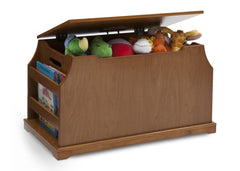 Delta Children Warm Honey (251) Wood Toy Box Side View with Props b4b