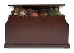 Delta Children Black Cherry Espresso (607) Wood Toy Box Front View with Props c4c