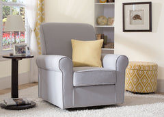 Simmons Kids Heather Grey (053) Avery Upholstered Glider, Right Side View in Room a1a