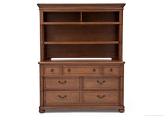 Simmons Kids Chestnut (227) Hanover Park Bookcase & Hutch, Front View atop Hanover Park Double Dresser b5b