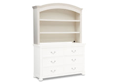 Simmons Kids Vintage White (120) Castille Bookcase & Hutch, Side View with atop Base and atop Hanover Park Double Dresser a3a