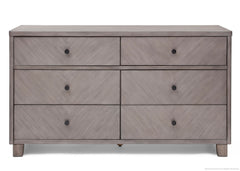 Simmons Kids Stained Grey (054) Chevron 6 Drawer Dresser, Front View a1a