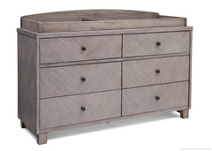 Simmons Kids Stained Grey (054) Chevron 6 Drawer Dresser, Side View with Changing Topper a4a