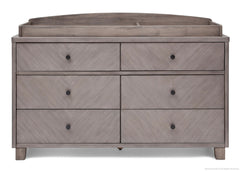 Simmons Kids Stained Grey (054) Chevron 6 Drawer Dresser, Front View with Changing Top a3a