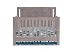 Simmons Kids Stained Grey (054) Chevron Crib 'N' More, Crib Conversion Front View a1a
