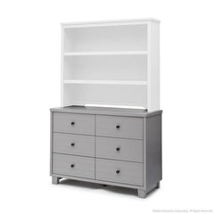 Simmons Kids Grey (026) Rowen Double Dresser (320030), Left Side View with Rowen Bookcase & Hutch a7a