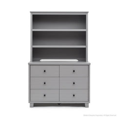 Simmons Kids Grey (026) Rowen Double Dresser (320030), Front View with Rowen Bookcase & Hutch a5a