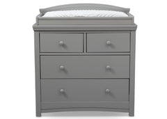 Simmons Kids Grey (026) Emma 4 Drawer Dresser with Changing Top Front Facing View with Pad a1a