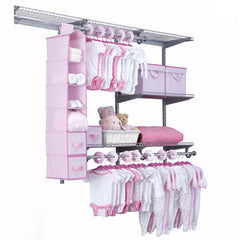 Delta Children Barely Pink (689) 48 Piece Nursery Storage Set, Side View c2c