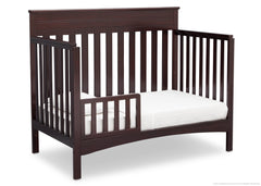Delta Children Dark Chocolate (207) Fabio 4-in-1 Crib Side View, Toddler Bed Conversion with Toddler Guardrail c4c