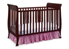 Delta Children Espresso Cherry (205) Charleston/Glenwood 3-in-1 Crib Side View, Crib Conversion b3b